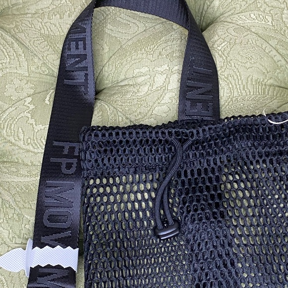 Free People Free Movement Mini Mesh Sling Bag Black NEW Double Bags NWT - Picture 5 of 8